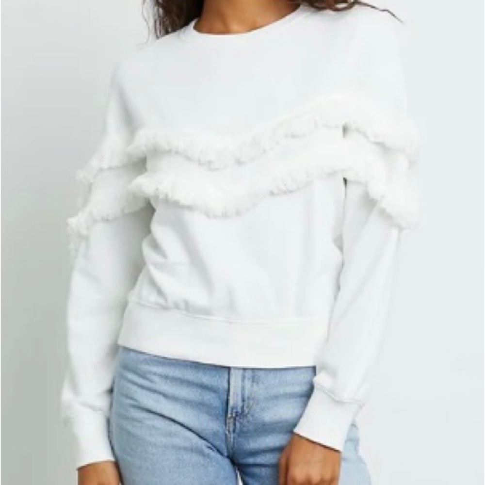 Rails Kinsey White Sweatshirt with Fringe Details - XXS (runs big)